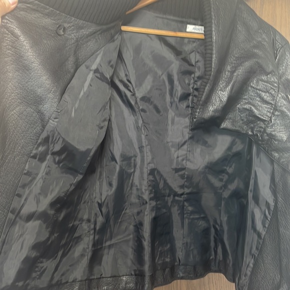 RICKIS Black Faux leather ladies spring jacket size 8 Medium short coat - Picture 10 of 11